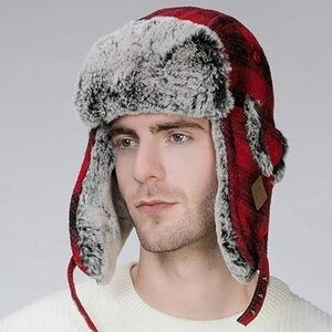 NWOT Jeff & Aimy Plaid Winter Wool Trapper Faux Fur Earflap Hunter Hat XL